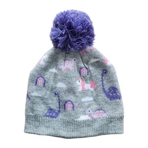 Hot Paws' Dinosaur and Unicorn Knit Beanie - Gray and Purple